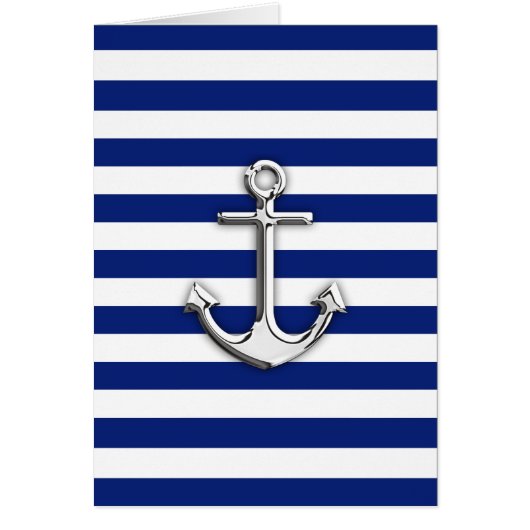 Chrome Anchor on Navy Stripes Cards (Front)