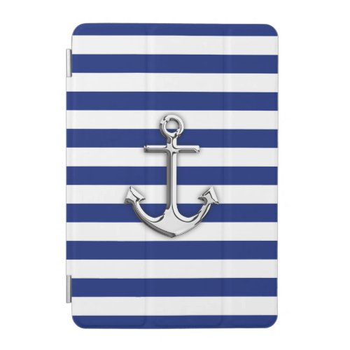 Chrome Anchor on Navy Stripes iPad Mini Cover