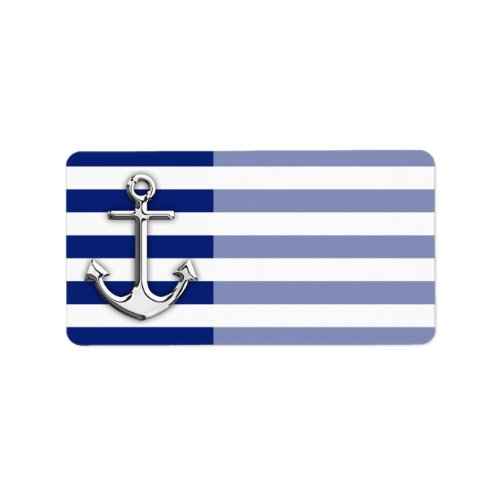 Chrome Anchor on Navy Stripes Label