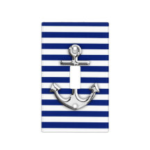 Navy Blue and White Anchor Design Light switch plate cover