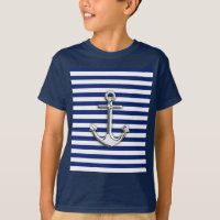 Chrome Anchor on Navy Stripes