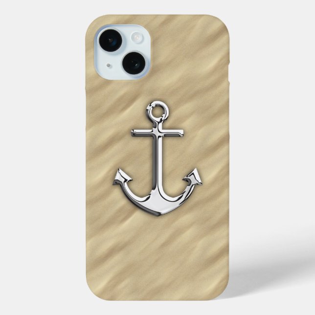 Chrome Anchor on Sandy Beach Print Case-Mate iPhone Case (Back)