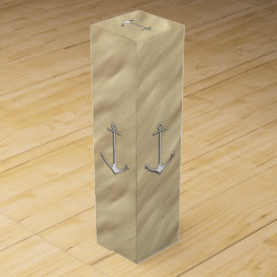 Chrome Anchor on Sandy Beach Wine Gift Box