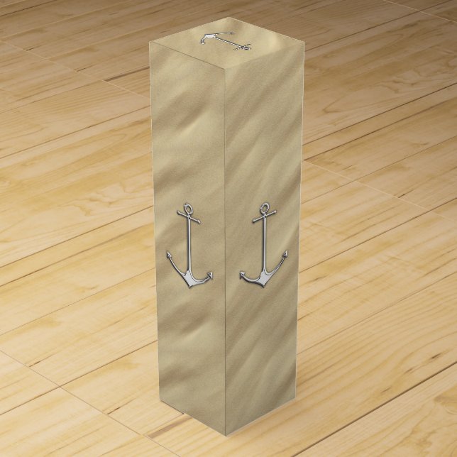 Chrome Anchor on Sandy Beach Wine Gift Box (Back)