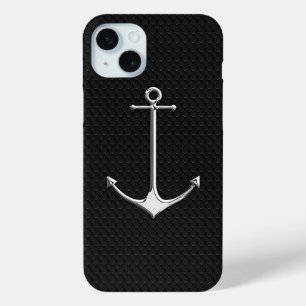 Chrome Anchor on Snake Skin Nautical Lifestyle iPhone 15 Plus Case