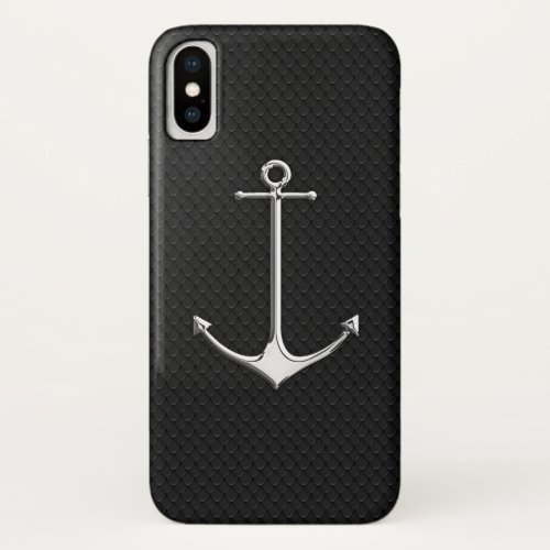 Chrome Anchor on Snake Skin Nautical Lifestyle iPhone XS Case