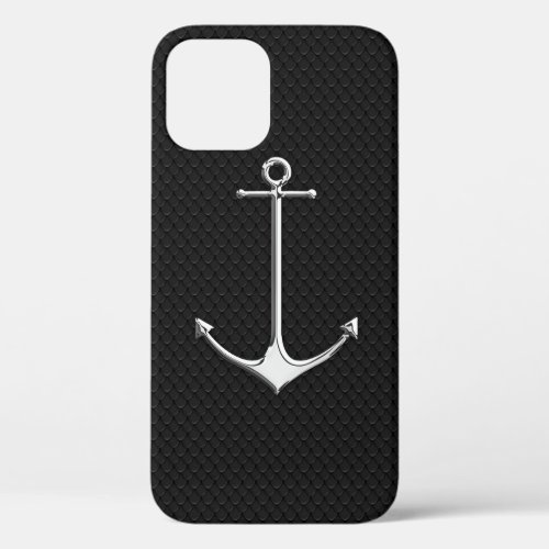 Chrome Anchor on Snake Skin Nautical Lifestyle iPhone 12 Case