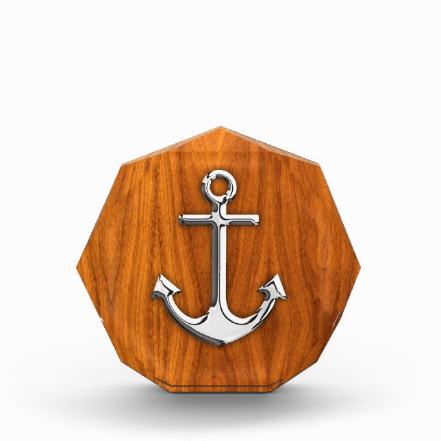 Chrome Anchor on Teak Veneer Style Award (Front)