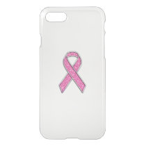Chrome and Glitter Style Pink Ribbon Awareness iPhone SE/8/7 Case