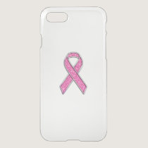 Chrome and Glitter Style Pink Ribbon Awareness iPhone SE/8/7 Case