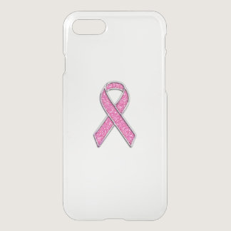 Chrome and Glitter Style Pink Ribbon Awareness iPhone SE/8/7 Case