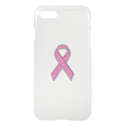 Chrome and Glitter Style Pink Ribbon Awareness iPhone SE87 Case
