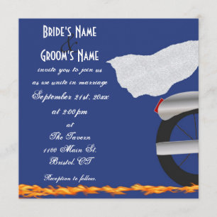Chrome and Lace Biker Wedding Invitation