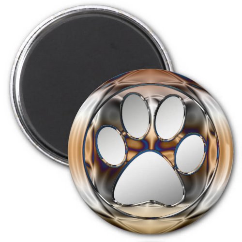 CHROME AND SILVER PAW PRINT MAGNET