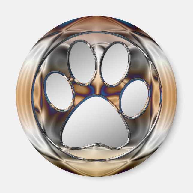 CHROME AND SILVER PAW PRINT MAGNET (Front)