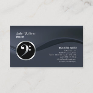 Chrome Bass Clef Icon Bassist Business Card
