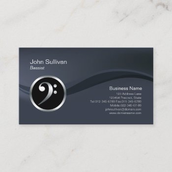Chrome Bass Clef Icon Bassist Business Card by businesscardsstore at Zazzle