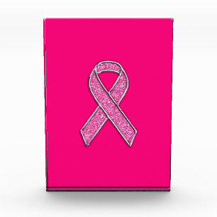 Chrome Belted Glitter Style Pink Ribbon Awareness Award