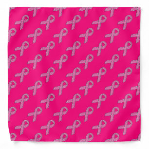 Chrome Belted Glitter Style Pink Ribbon Awareness Bandana