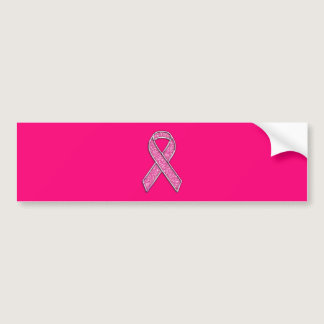 Chrome Belted Glitter Style Pink Ribbon Awareness Bumper Sticker
