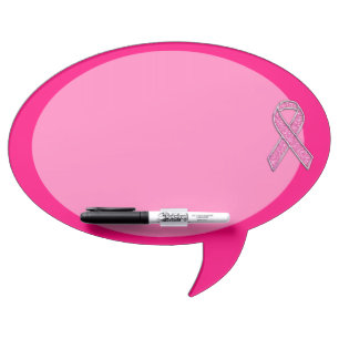 Chrome Belted Glitter Style Pink Ribbon Awareness Dry Erase Board