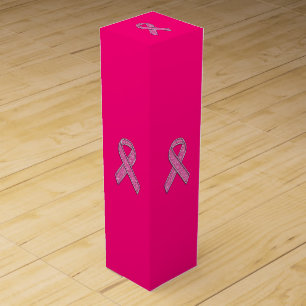Chrome Belted Glitter Style Pink Ribbon Awareness Wine Box