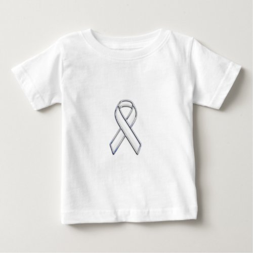 Chrome Belted Style White Ribbon Awareness Baby T_Shirt