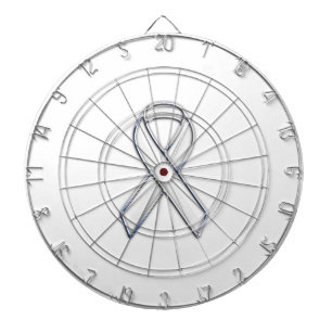 Chrome Belted Style White Ribbon Awareness Dart Board