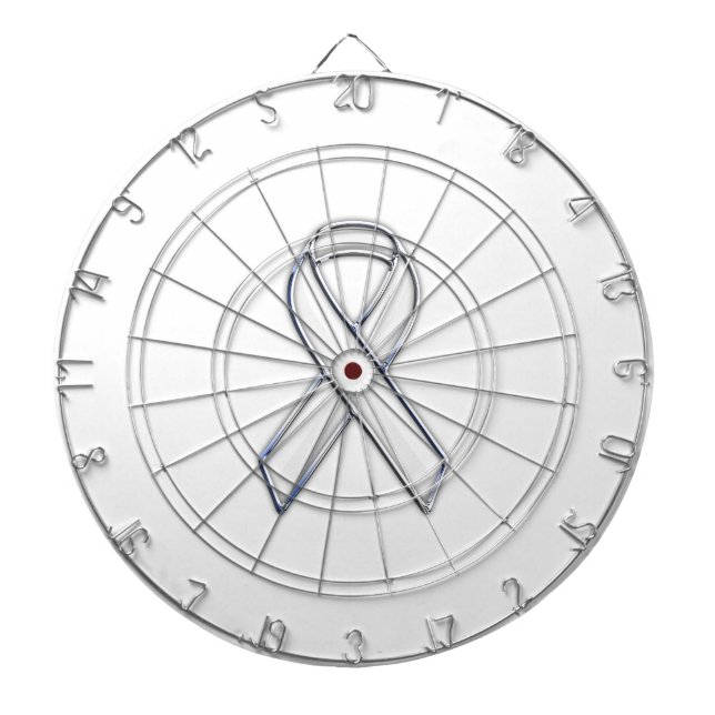 Chrome Belted Style White Ribbon Awareness Dart Board (Front)