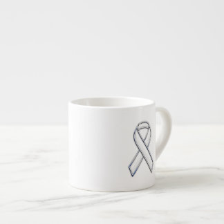Chrome Belted Style White Ribbon Awareness Espresso Cup