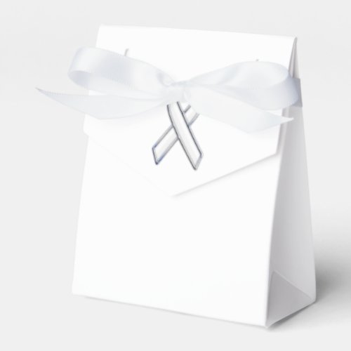 Chrome Belted Style White Ribbon Awareness Favor Boxes