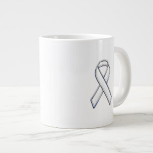 Chrome Belted Style White Ribbon Awareness Giant Coffee Mug
