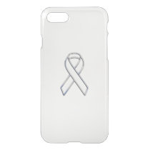 Chrome Belted White Ribbon Awareness iPhone SE/8/7 Case