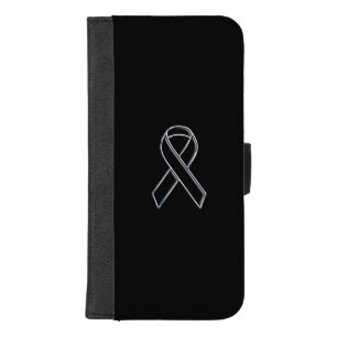 Chrome Black on Black Ribbon Awareness iPhone 8/7 Plus Wallet Case