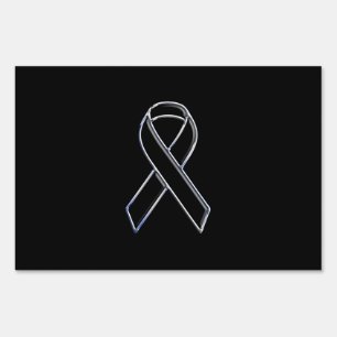 Chrome Black on Black Ribbon Awareness Sign