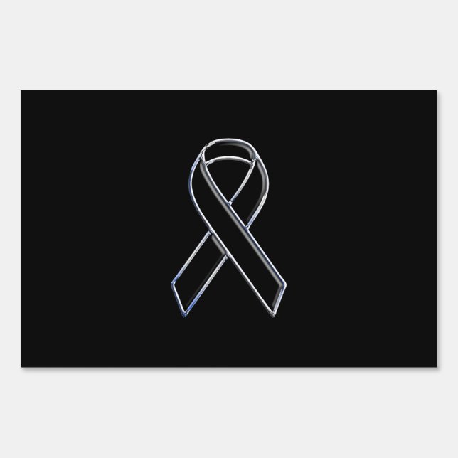 Chrome Black on Black Ribbon Awareness Sign (Front)