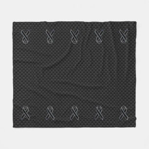 Chrome Black Ribbon Awareness Carbon Fiber Fleece Blanket