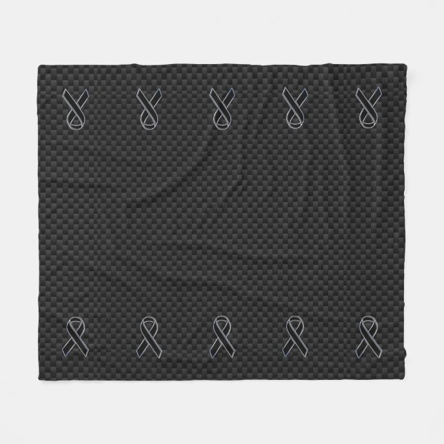 Chrome Black Ribbon Awareness Carbon Fiber Fleece Blanket (Front (Horizontal))