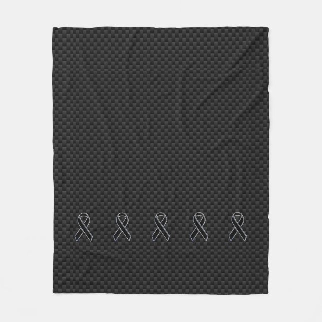 Chrome Black Ribbon Awareness Carbon Fiber Fleece Blanket (Front)