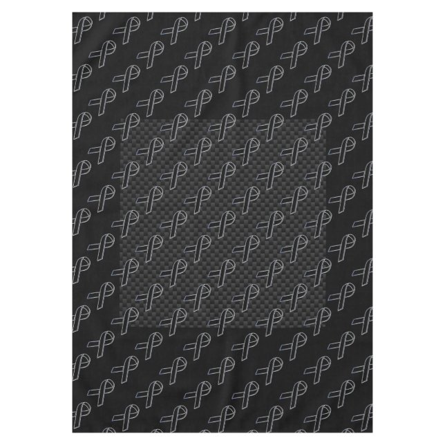 Chrome Black Ribbon Awareness Carbon Fiber Tablecloth (Front)