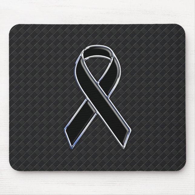 Chrome Black Ribbon Awareness Decor Mouse Pad (Front)