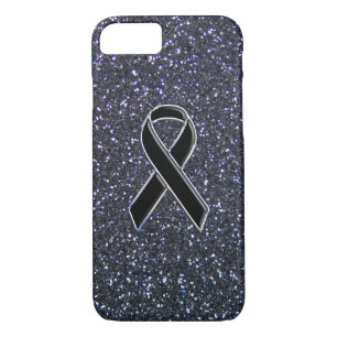 Chrome Black Ribbon Awareness Midnight Blue iPhone 8/7 Case