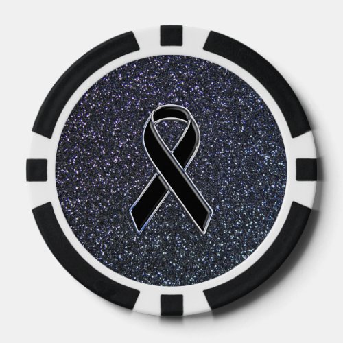 Chrome Black Ribbon Awareness Midnight Blue Poker Chips