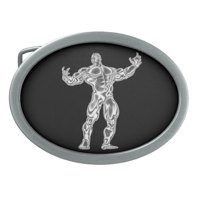 Chrome Bodybuilder Belt Buckle (Front)