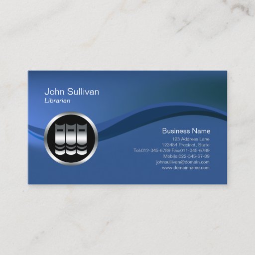 Customizable Chrome Books Icon Librarian Business Card