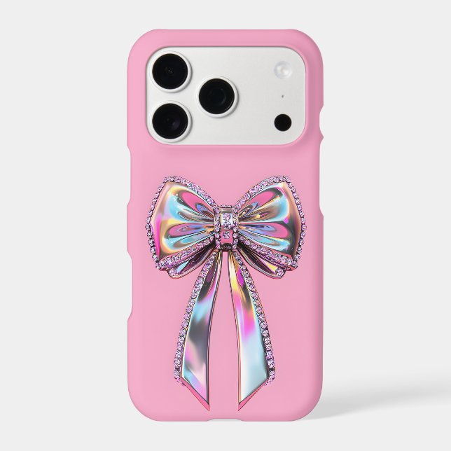Chrome Bow Rhinestone iPhone Case | Y2K Glam (Back)