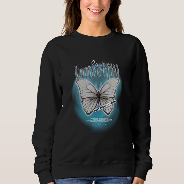 Chrome Butterfly Edgy Aesthetic Streetwear Sweatshirt (Front)