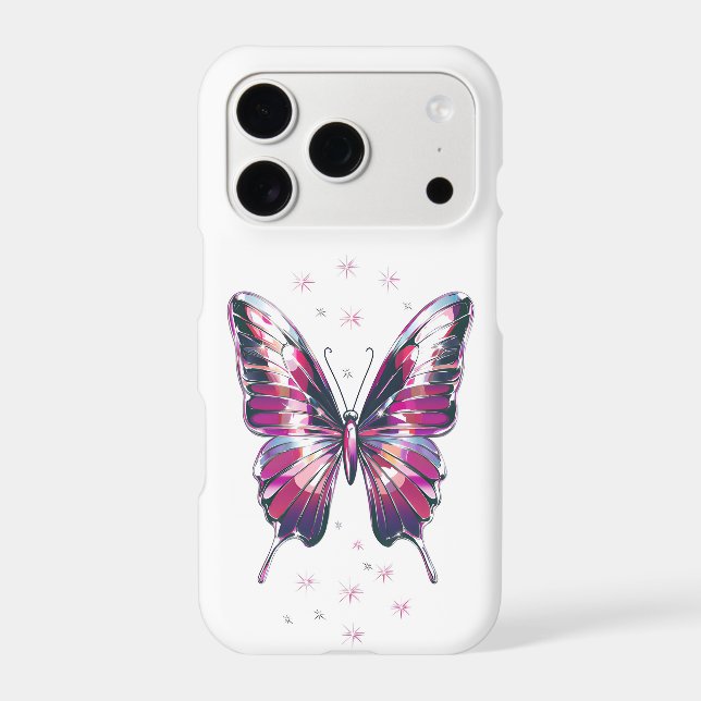 Chrome Butterfly iPhone Case | Y2K Metallic (Back)