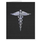 Chrome Caduceus Medical Symbol Black Carbon Fiber (Front)