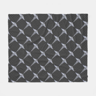 Chrome Caduceus Medical Symbol Carbon Fiber Print Fleece Blanket